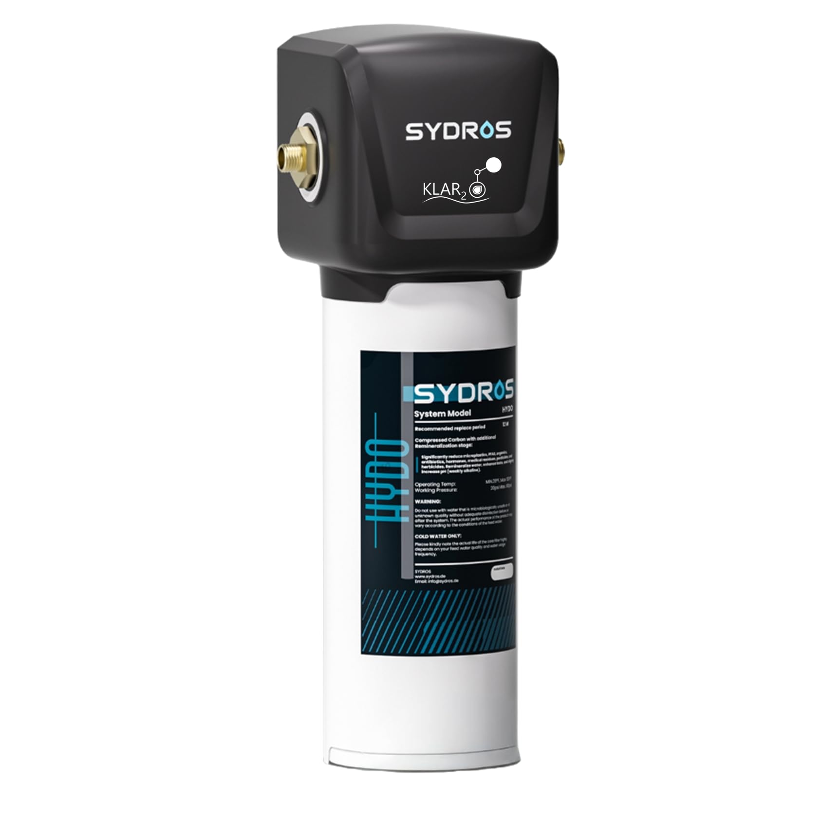 Sydros Hydo Wasserfilter – filtert über 500 Schadstoffe inkl Mikroplastik, Chlor & PFAS + Re Mineralisierung für reines & gesundes Trinkwasser, 3-Stufen Filter