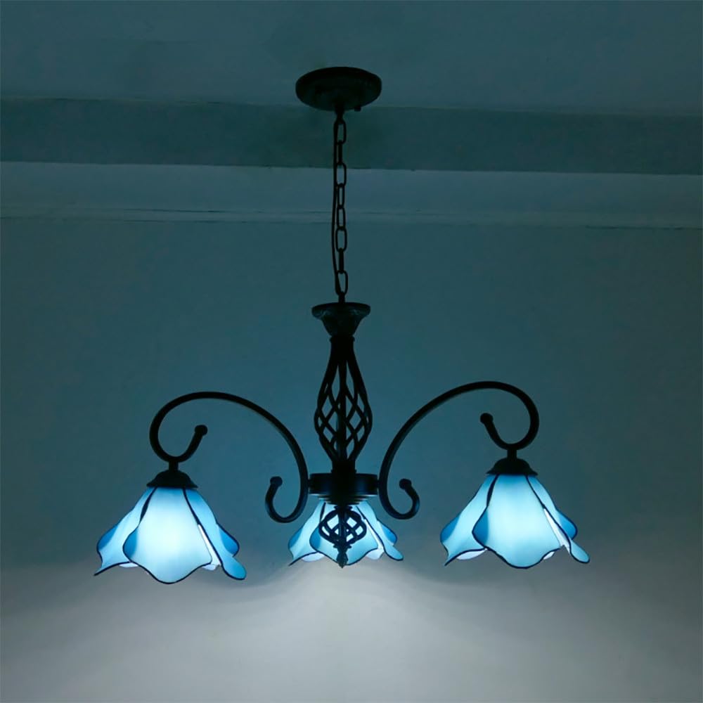 FZQSXAZU American Retro Chandelier LED Mediterranean Sea Creative Cafe Living Room Restaurant Bedroom Villa Hotel Pendant Lights+ (B 3 Lights)