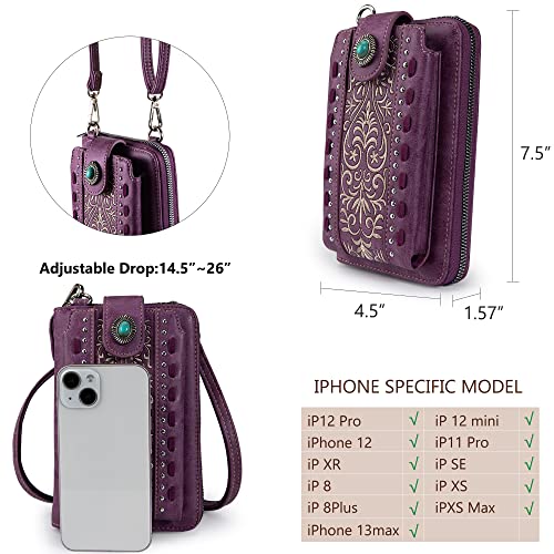 Image of Montana West Western Crossbody Phone Wallet for Women RFID Blocking Wallet Purse with Cash Slots & Zipper Pocket