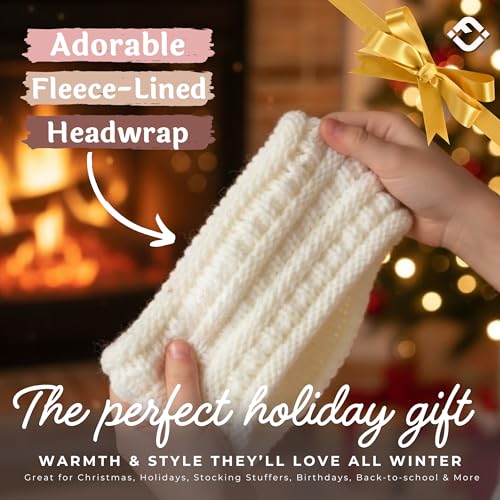 Image of Funky Junque EK32-21HWKIDS-25 Kids Headwrap Headband Ear Warmer - Ivory