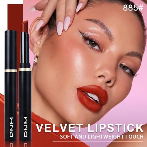Image of evpct Ruby Red Velvet Matte Lipstick, High Pigmented Slim Lipstick Long Lasting Waterproof for Women Gift, Velvet Silky Lip Stick Stain Color Makeup Blendable 24 Hours Original Makeup Labiales, 885#
