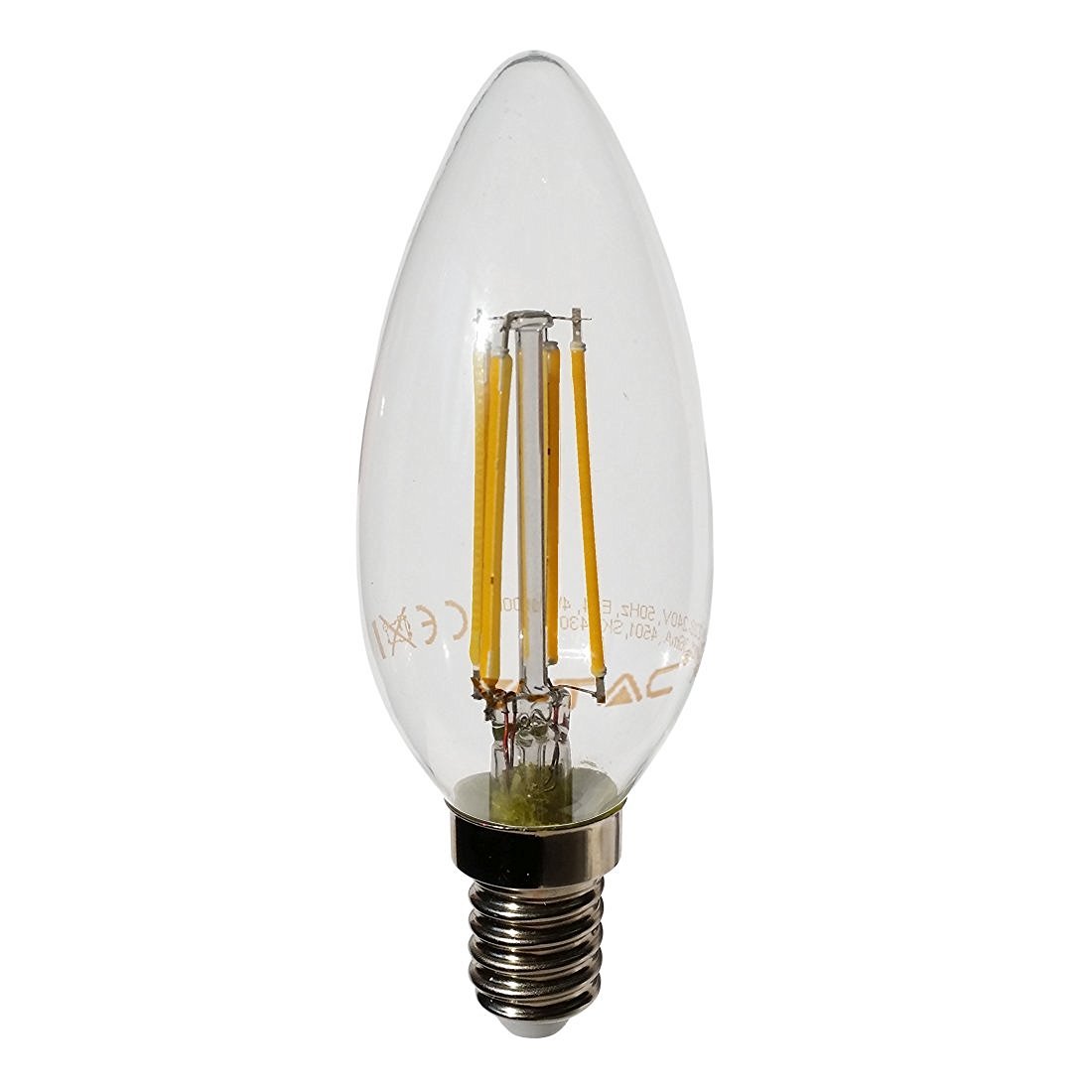 V-TAC – Set de 10 unidades para Filamentos LED – Casquillo E14 – Blanco Cálido 2700 K – 300 ° ángulo de haz