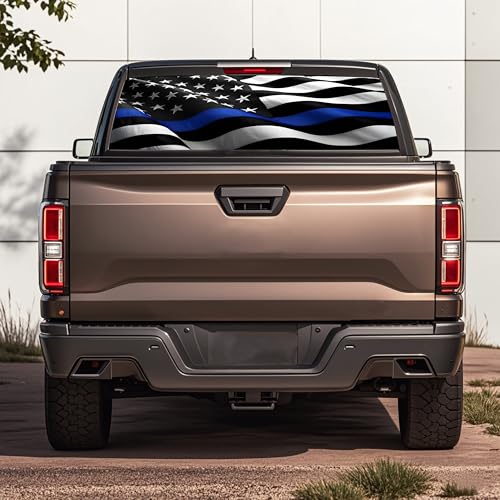 Image of Rear Window Decals for Trucks - 65x17.3 in Back Window American Flag Decals Fit Most Pickup Trucks SUV, Vinyl Back Window Decal Truck Rear Window Graphics for Personalized