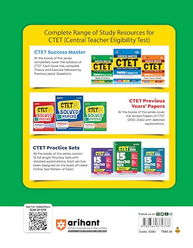 Image of Arihant Study Guide for CTET 2025 | Success Master CTET Paper II (Class 6-8) Maths & Science | Chapterwise Pointer Study Notes, MCQs, and CTET 2024 Solved Paper