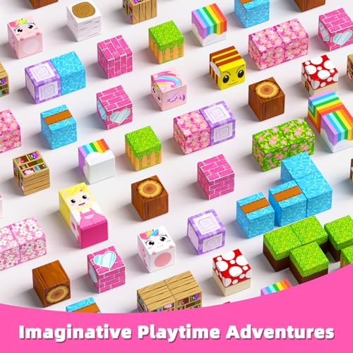 100PCS Magnetic Blocks, Toys Castle Building Cube Birthday Gifts for Girls - image 2