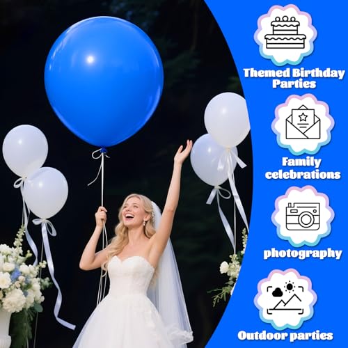 Image of Blue Big Balloons 32pcs, 18 Inch Large Latex Giant Heavy Duty Balloons for Birthday Wedding Baby Shower Decorations