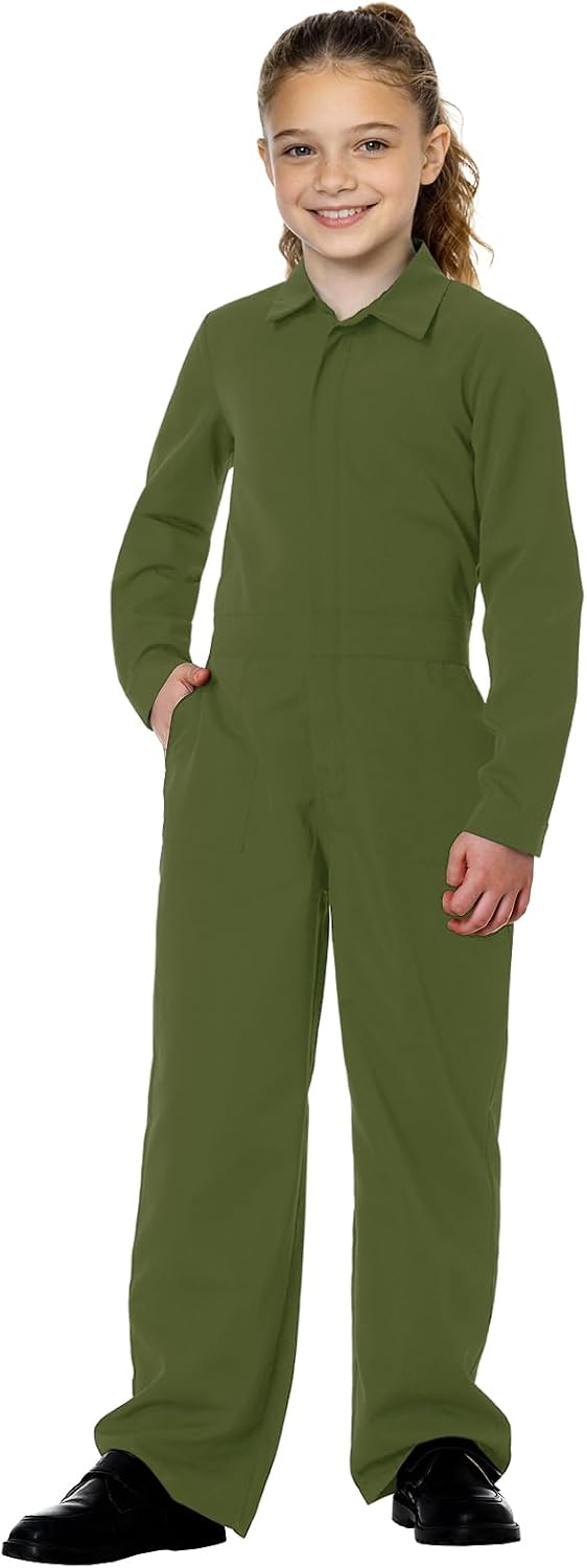 AOBUTE Kids Boys Solid Color Jumpsuit with Pockets 3-14 Y