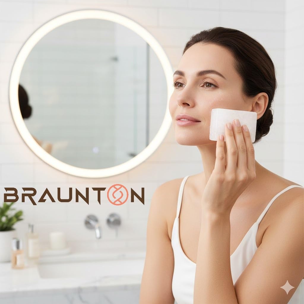 BRAUNTON Natural Alum Bar for After Shave, Crystal White Alum Stone for Underarms & Shaving, Fitkari Stone for Skin Tightening & Water Purification 2 Pcs 1