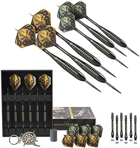 CC-Exquisite Premium Steel Tip Darts Set - Professional Darts, Brass Barrels, Metal Tip Darts, Extra Flights, (12) Aluminum Shafts 35/48, O-Rings, Dart Tool, Dart Sharpener, Darts Case.