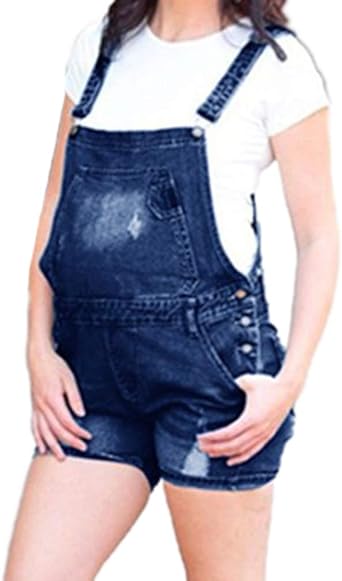huateng Mujeres Embarazadas Agujero Rasgado Pantalones Cortos de Mezclilla  Monos Maternidad Moda Babero Monos Peto Pantalones Cortos de Mezclilla:  Amazon.es: Ropa