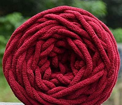 URNINAU Knitting Wool Soft Knitting Chunky Towelling Wool Ball Skein Scarf Yarn Pure Color Cute Wine red