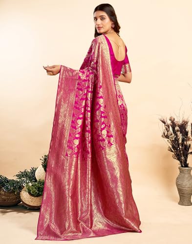 Image of SIRIL Women's Banarasi Silk Saree Pure Silk Saree With Unstitched Blouse Piece