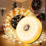 32.9FT Camping Fairy Lights on Reel, 8 in 1 Portable Rechargeable LED Camping String Lights Reel, Retractable USB Fairy Lights Camping, 10M Warm White for Tent, Hiking, Travel, Garden, Yard, Wedding