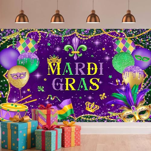 Fondo fotográfico Mardi Gras 7x5ft púrpura dorado miniatura 3