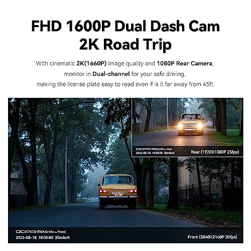 Dash Cam WiFi DELURA Enregistreur de Voiture 1600P Solution Contre les Litiges 64G