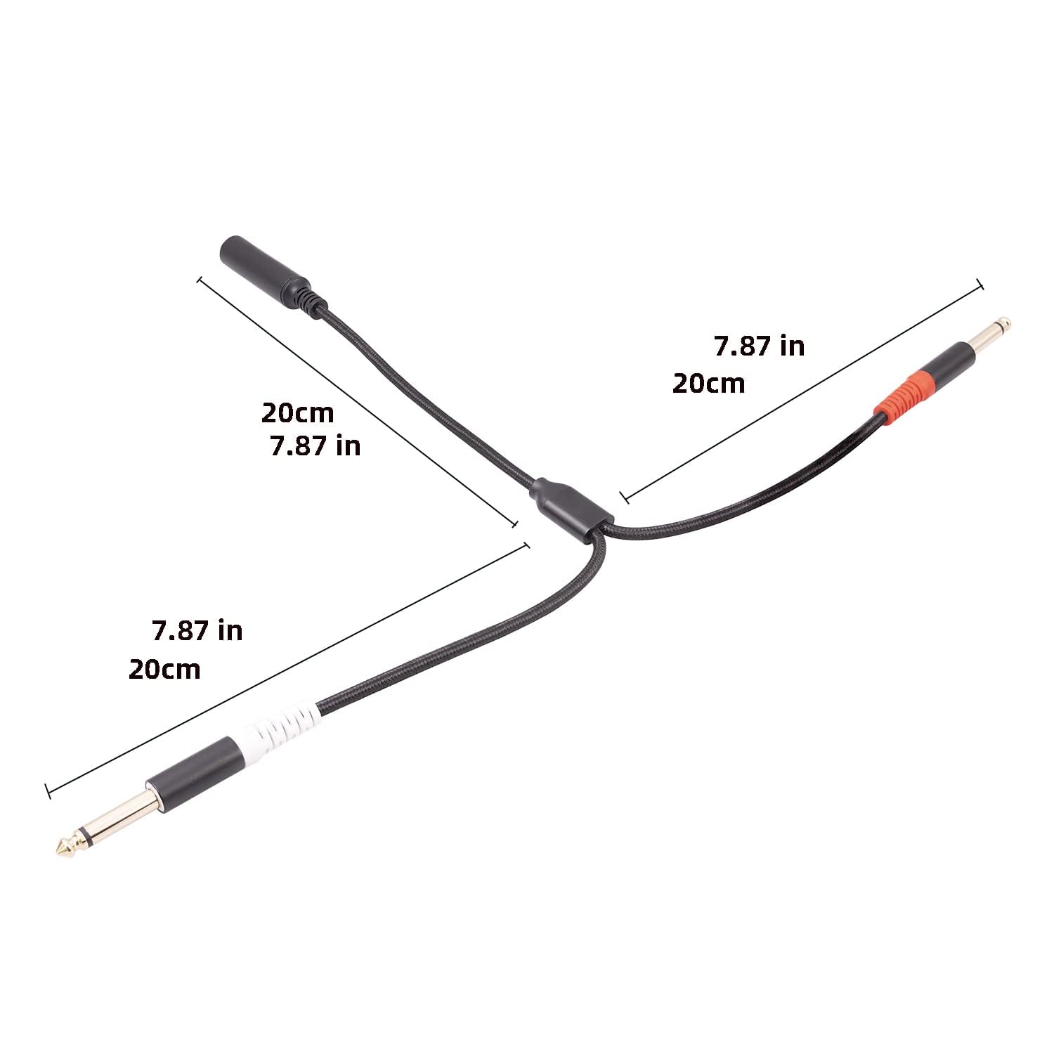 Confezione da 2 cavi breakout TRS da 1/4 da 3,5 m, adattatore splitter a Y, 6,35 mm TRS femmina a doppio jack TS mono maschio da 6,35 mm, per chitarra o mixer con uscita jack