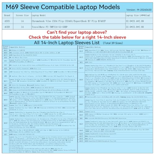 Image of Smatree M69 Hard Protective 14 inch Laptop Sleeve Case for ASUS /ACER | Compatible for ASUS Chromebook Vibe CX34 Flip CX3401, for ExpertBook B7 Flip B7402F, for ACER TravelMate P2 (X8264)