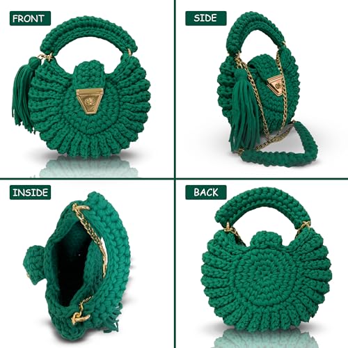 Image of Evening Clutch Bag for Women, Handmade Crochet Wedding Party Purse, Small Flap Formal Crossbody Handbag Evening Clutch