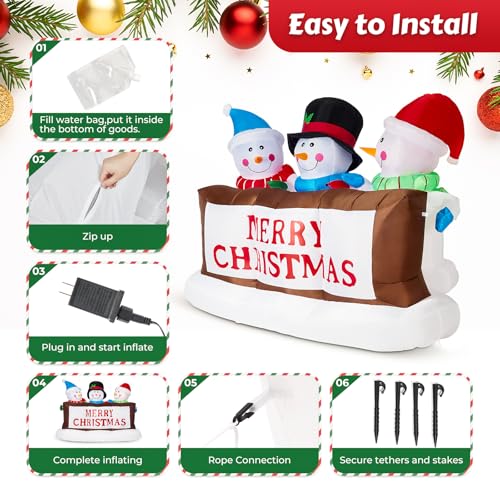 SOLLED 8 FT Christmas Inflatables Snowman, Giant Blow Up Yard Decorations with RGB Rotating Lights, Indoor Outdoor Christmas Decorations for Yard Garden Lawn Xmas