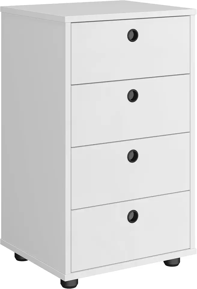 Gaveteiro de Mesa De Cabeceira Multiuso 4 Gavetas Classic/Escritório/Quarto (BRANCO)