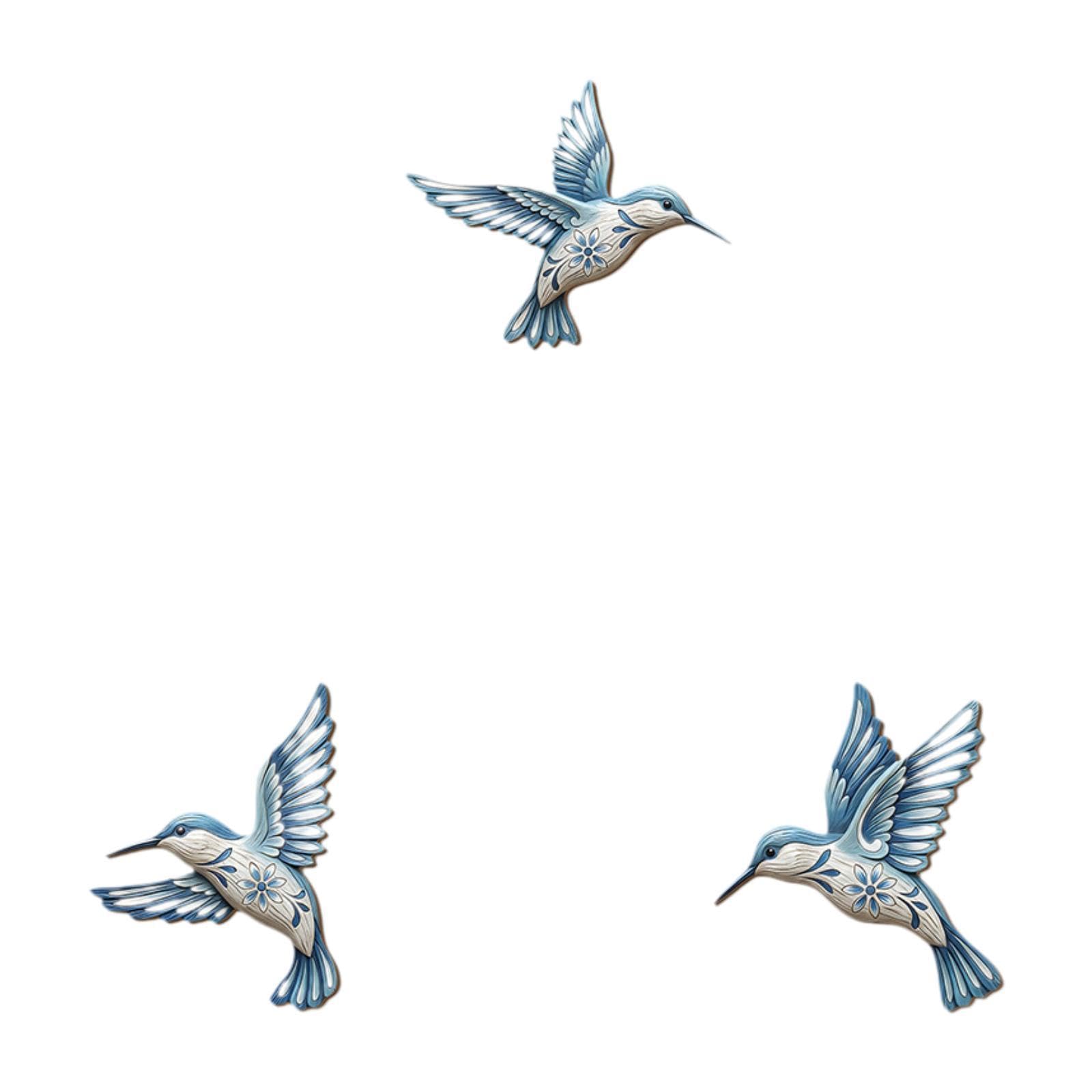 SECRET DESIRE 3Pcs 2D Wood Wall Art Decor Cute Hummingbird Wall Decoration for Office Home| Home D?©cor | Figurines-image-41