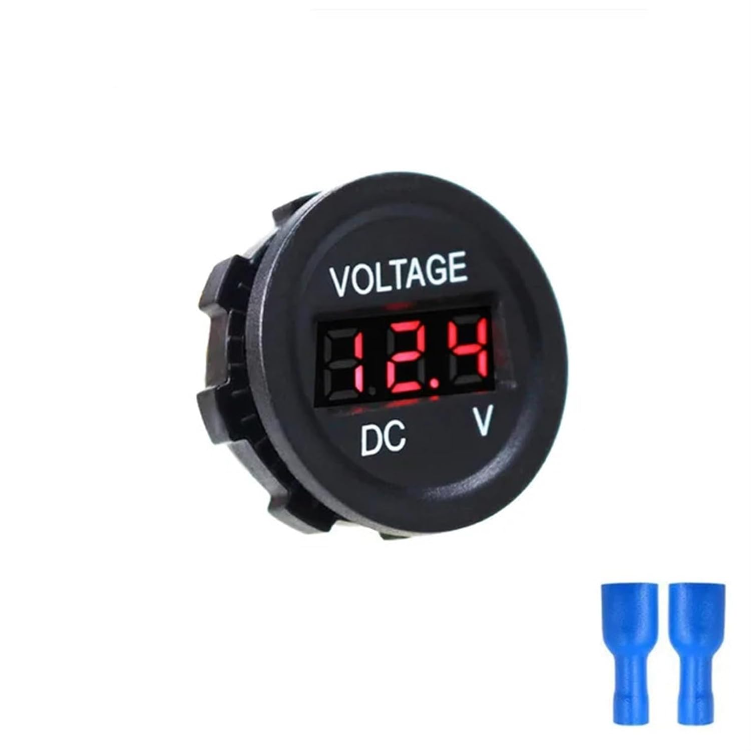 DC 5-48V Car Motorcycle Voltmeter Mini Digital Panel Tester Display Round Volt Meter Gauge 1Pcs(White)