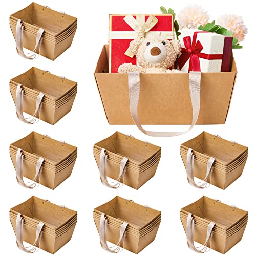 Pinkunn 48 Pcs Basket for Gifts Empty DIY Bulk Party Gift Basket Kit with Handles Market Trays for Packages Wrapping Wedding Party Anniversary Display(Classic)
