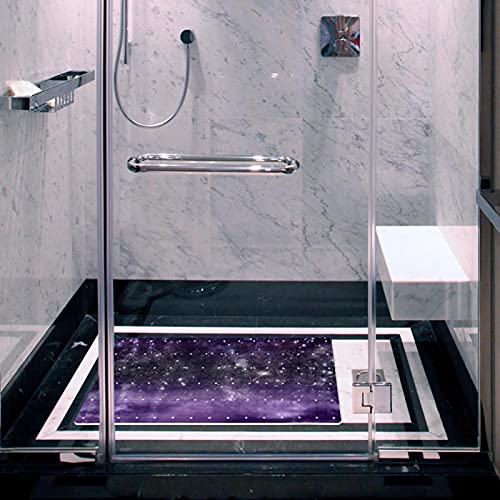Tapis de bain antidérapant violet ciel étoilé rectangulaire avec ventouses - 6