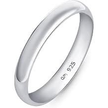 Amberta 925 Sterling Silver Wedding Band for Women Men, White Gold Rose Plated Ring | 2 3 4 mm Wide Sterling Silver Wedding Ring for Couples