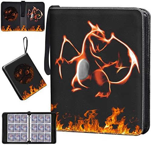 Trading Card Binder Album 900 Cards Holder Card Collection Folder Album for Cards Book 50 Pcs 4-Pocket Pages with Removable Sleeves Pages(Red-900)