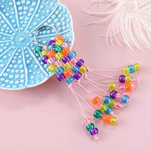 Image of 2600+pcs Pony Beads Kit Rainbow Glitter Plastic Beads Multicolor Pony Bead Bulk with Elastic String, Hair Bead for Braids DIY Crafts Jewelry Making Kit for Bracelets Necklaces