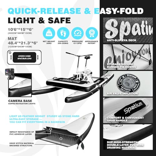 Spatium SUP Water Bike - Inflatable Pedal Boat for One Person - Fishing Kayak & Paddle Board - The Fun of Water & Fishing + Mat - Image 3