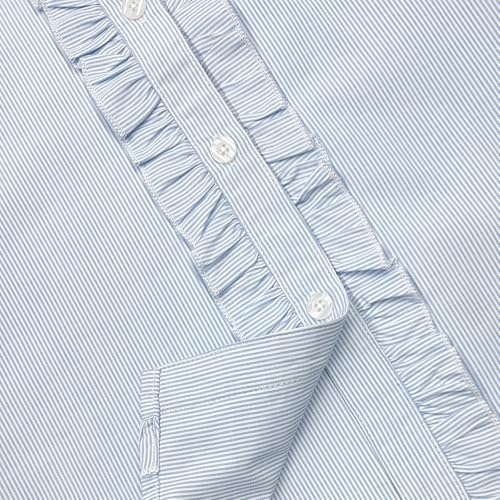Image of Girls Short Sleeve Button Down Shirts Ruffle School Uniform Crop Tops Peter Pan Collar Plaid Blouse 4-13Y
