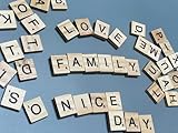 100 pcs Wood Magnetic Letter Tiles Magnets | Big Large Square Wooden Alphabet Letters Tile Magnet Pieces for Fridge Refrigerator Wall | Fun Learning Decorative Game Board for Adults