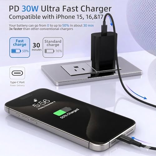 Image of TT&C 2-Pack 30W USB C Charger Block, Wall Power Adapter for iPhone 17,16,15 | PD 3.0 fast charging Block, Compatible with iPhone 17 /16 /15 /14 /13 Pro Max series, iPad, Pro & Galaxy S26 /S25 /S24 (Black)