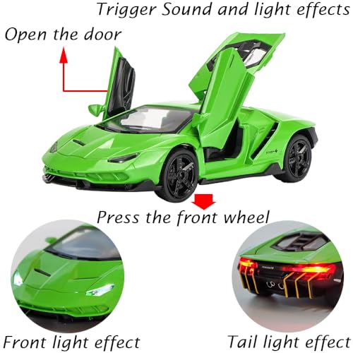 Modelo de auto de juguete Lambo verde a escala 1:32 miniatura 3