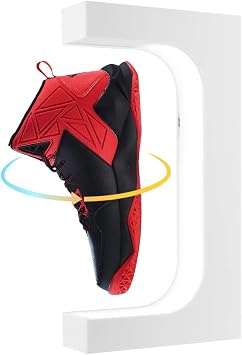 Floating Shoe Display, Levitating Shoe Display Stand Holder with LED Light Rotating Magnetic Levitation Sneaker Rack for Gift, Home Decor, Shoes Collectors, Shop Advertising Exhibition