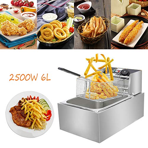Generic Electric Deep Fryer, Stainless Steel Tabletop Large Capacity Frying Machine for Kitchen Business Allowed to Fry Chicken, French Fries (6L)