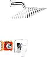 Vista 10 de Kit de molduras de ducha de una sola función con válvula áspera, juego de ducha de lluvia para baño, sistema de grifo de ducha de lluvia con cabezal