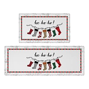 Artnice Merry Christmas Fußmatten rutschfeste Küchenmatte 2 Stück Läufer Eingangstürteppich Set Fußmatte Türmatten für…
