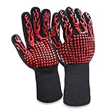 【Unterarm und Handgelenke Schutz】 - Mit einer Gesamtlänge von 33cm und die Länge schützen unsere BBQ-Handschuhe aber auch Ihre Handgelenke, wenn Sie tief in den Ofen greifen, grillen oder draußen am Feuerplatz Hand anlegen.