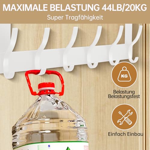 AUXHCYL Türhaken zum Einhängen Platzsparend Türgarderobe zum Einhängen Praktischer Kleiderhaken Tür, Türhaken Innenseite von Kleidung, Handtüchern und Hüten(Weiß)