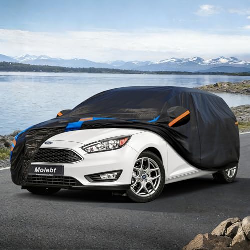 Image of Custom Fit Car Cover for Ford Focus Hatchback (1999-2026), Upgraded Waterproof All Weather Outdoor Auto Cover with Driver Door Zipper & Mirror Pockets, UV /Snow /Dust Protection