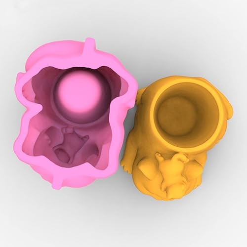 Miniatura 4 de Linda madre e hijo gato suculento maceta soporte de silicona molde de yeso de hormigón plantador de cactus florero molde de arcilla de cemento