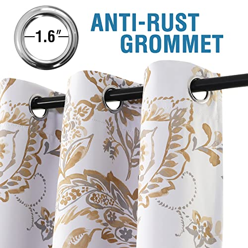 H.versailtex 100% Blackout Curtains For Bedroom Paisley Floral Printed Curtains 63 Inches Long Grommet Curtains & Drapes Thermal Curtains Window Treatments With Black Liner 2 Panels, Taupe #TOP3