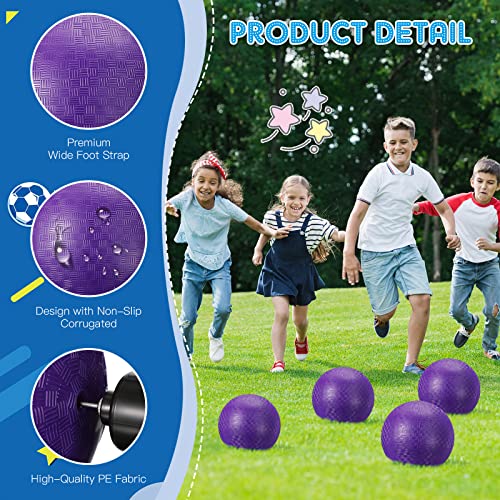 Sumind 4 Pcs Playground Ball For Kids 8.5 Inch Dodgeball Inflatable Ball With 1 Pc Hand Pump 1 Pc Storage Bag Pvc Rubber Bouncy Kickball Set Handball For Kids Adults Outdoor Sports School (Purple) #TOP2