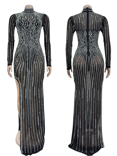 Image of Figdaw High Slit Sexy Evening Gowns Long Prom Dress for Women Formal Elegant