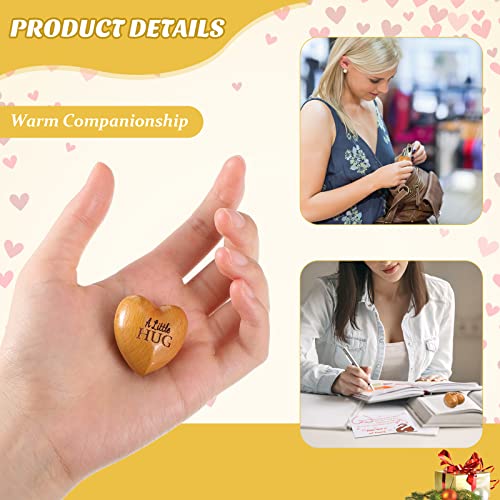 Otuuz Pocket Hug Gift Little Wooden Heart Ornament with Card and Drawstring Bag Sending Love Gifts for Women Couple Friend Anniversary Wedding Birthday(Hug,1.4 x 1.4 x 0.8) - Image 3