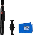 MMOBIEL Brosse professionnelle de nettoyage au carbone compatible avec DSLR Objectifs et filtres de la caméra Prénettoyage à sec avec chiffon de nettoyage microfibre