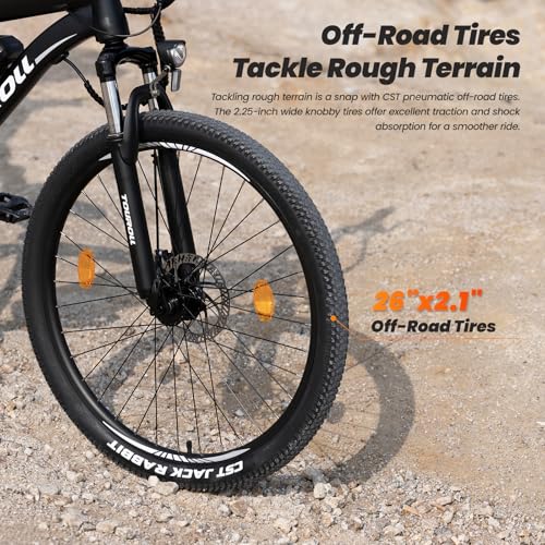 Touroll U1 Electric Mountain Bike, 26"/29'' Electric Bicycle Commute E-bike with 36V 13Ah Removable Battery, LED Display, Dual Disk Brake, 21 Speed, MTB for Teenagers and Adults (26'') - Image 2